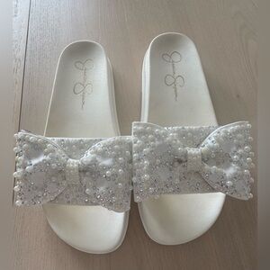 Jessica Simpson White Pearl Embellished Sandals